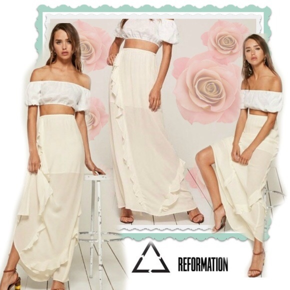 REFORMATION  BLACK Della  Maxi Skirt ( stretch waist ) - Picture 4 of 12